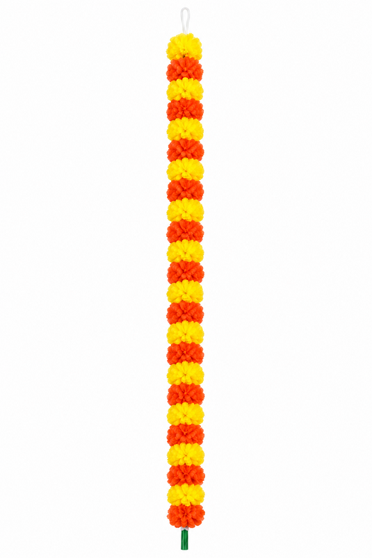 Yellow & Orange Artificial Marigold Flower Garland (Phool Mala)