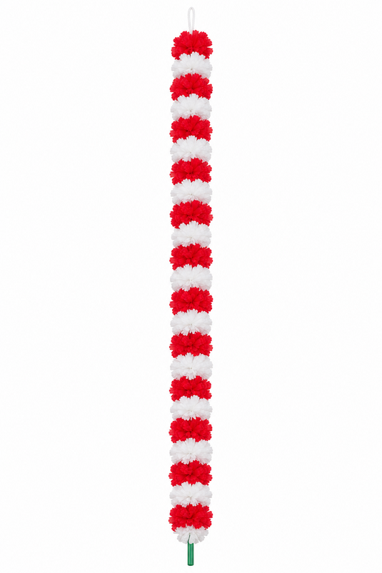 White & Red Artificial Marigold Flower Garland (Phool Mala)