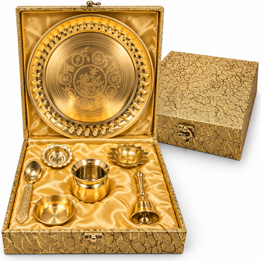 Golden Puja Thali Set