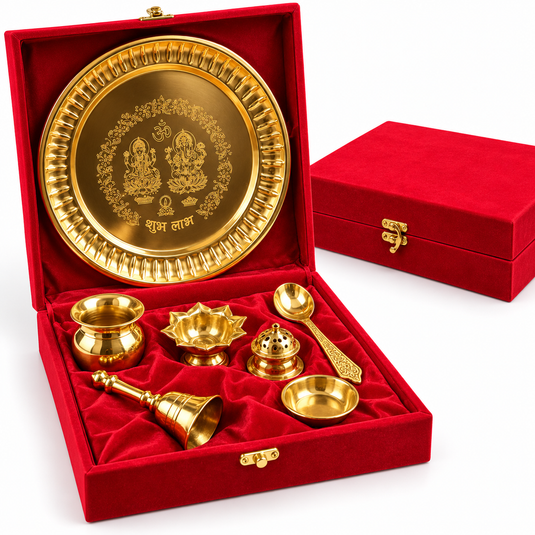 Red Velvet Puja Thali Set