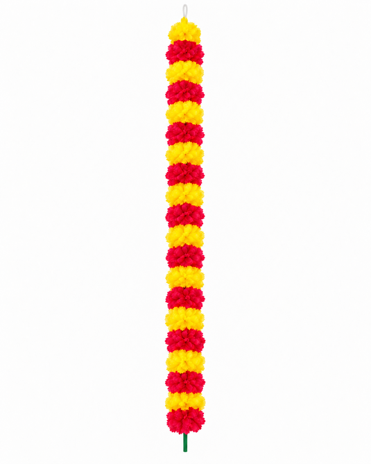 Yellow & Red Artificial Marigold Flower Garland (Phool Mala)