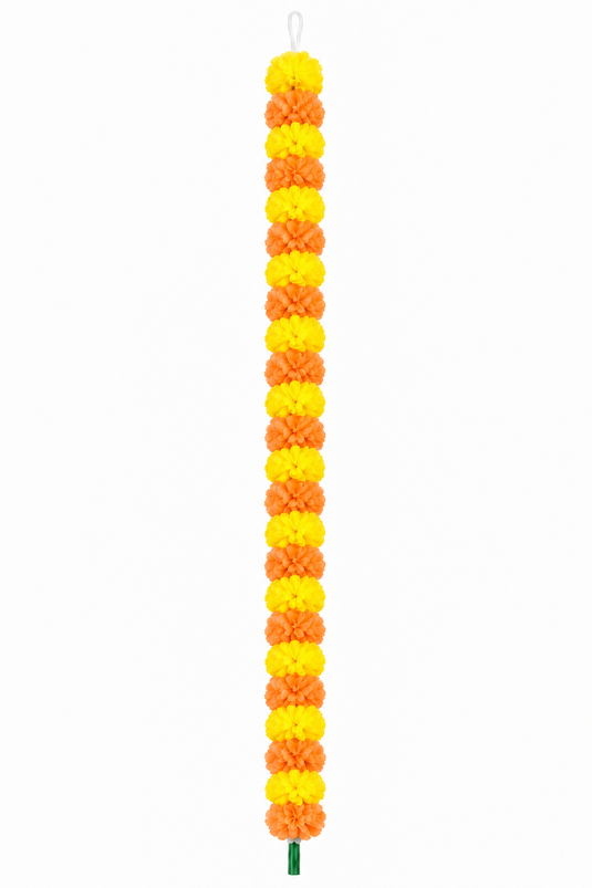 Yellow & Light Orange Artificial Marigold Flower Garland (Phool Mala)